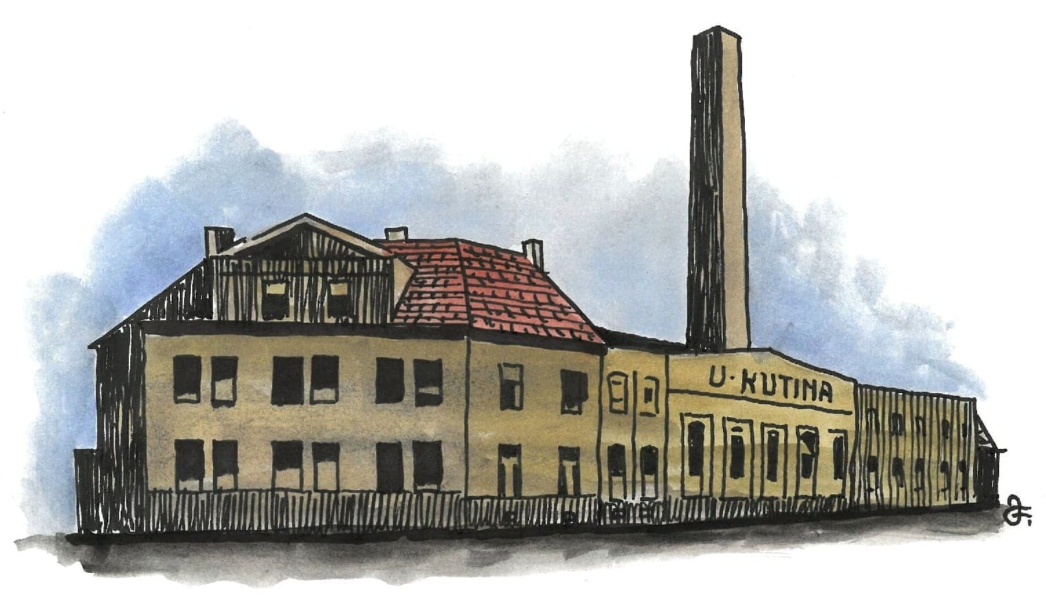 Kutinova firma v době své slávy (Kresba: Jiří Filípek)